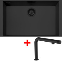 Sinks CUBE 690U BL Nanoblack + COMFORTA Nanoblack 